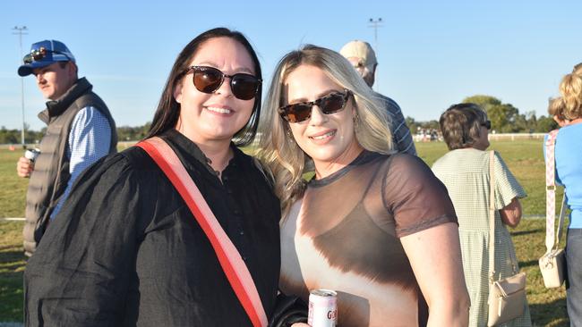 Kym and Georgina at the Roma Rugby Races at Bassett Park on Saturday June 24, 2023. Picture: Chloe Cufflin.