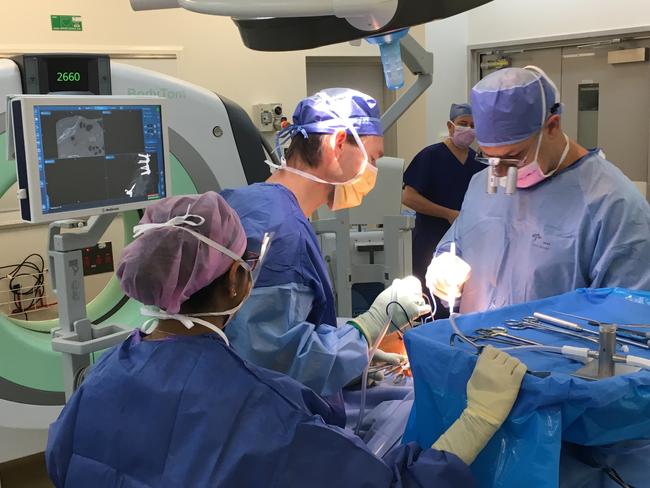 Gosford Private Hospital neurosurgeon Dr Marc Coughlan has led the way with a new technique which implants artificial spacers into the spine. The procedure is an Australian first