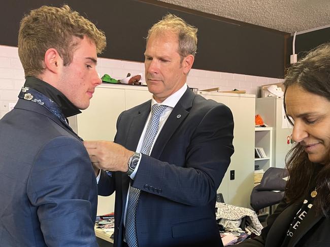 Students from Richmond River High School and Lismore High School getting fitted by Thread Together at Lismore High School on Wednesday.