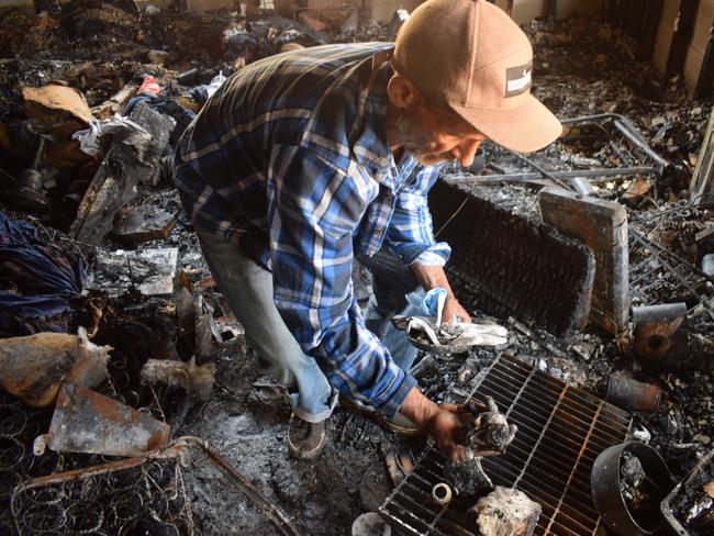 Bill Spangen among the ruins of his property at Philip Street, November 12 2019