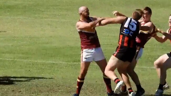 The king hit during Meningie v Jervois at the River Murray Football League.