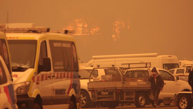 Up to 100 homes in Mallacoota are believed to have been destroyed. Pictures: Trevor Jay