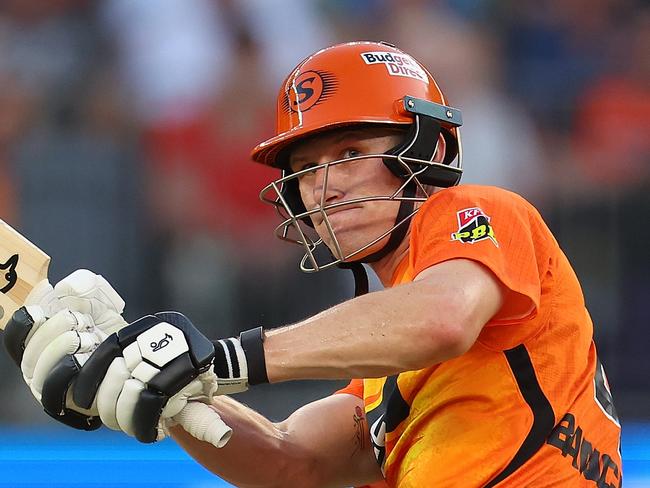 *** BESTPIX *** PERTH, AUSTRALIA - JANUARY 28: Cameron Bancroft of the Scorchers bats during the Men's Big Bash League match between the Perth Scorchers and the Sydney Sixers at Optus Stadium, on January 28, 2023, in Perth, Australia. (Photo by Paul Kane/Getty Images)