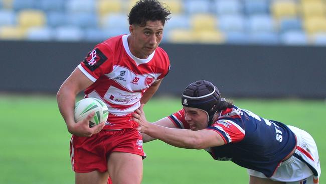 PBC winger Sunny Kama during the Phil Hall Cup final between Palm Beach Currumbin and St Patrick's College at Queensland Country Bank Stadium. Picture: Matthew Elkerton