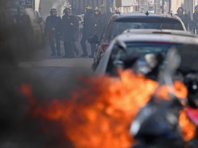 Demonstrators and police clash during ugly scenes in Paris. Picture: Jeff J Mitchell/Getty Images