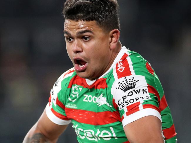 Rabbitoh's Latrell Mitchell during NRL match between the Parramatta Eels and South Sydney Rabbitohs at Bankwest Stadium. Picture. Phil Hillyard