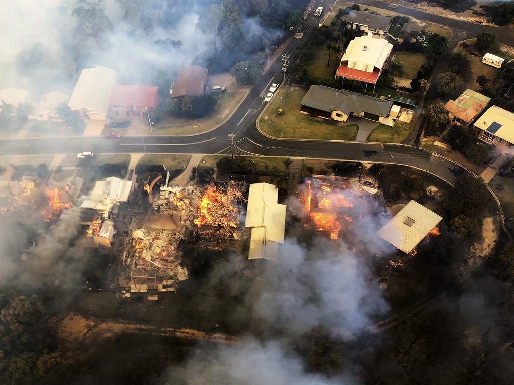 Houses burned in the Tathra fire. Picture: Philip O’Driscoll / O’Driscoll Aviation