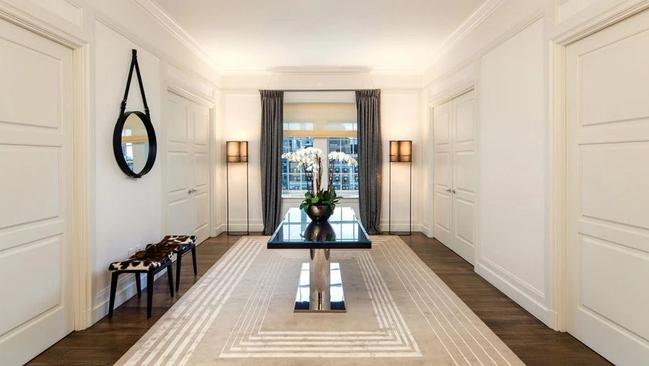 Welcome to the penthouse suite at The Mark Hotel in New York City, which is tied for the title of the world’s most expensive hotel suite. Picture: The Mark Hotel