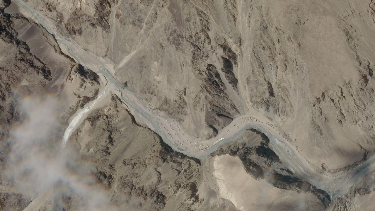 This satellite image shows the Galwan Valley, which lies between China's Tibet and India's Ladakh. Picture: 2020 Planet Labs Inc/AFP)