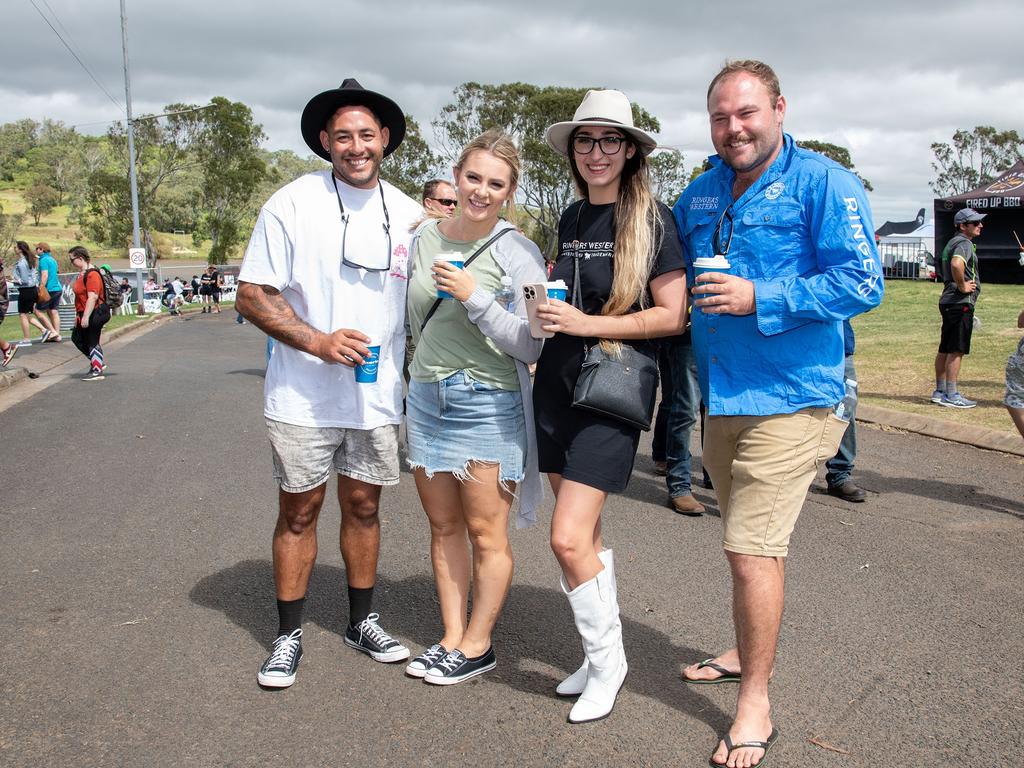 Leslie Smith (left) with Courtney Thomas, bethanie Hunt and Taylor Lukic. Meatstock Festival at the Toowoomba showgrounds. April 2022