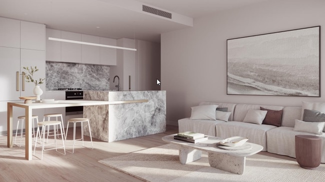 An artist's impression of inside an apartment at The Ambrose.