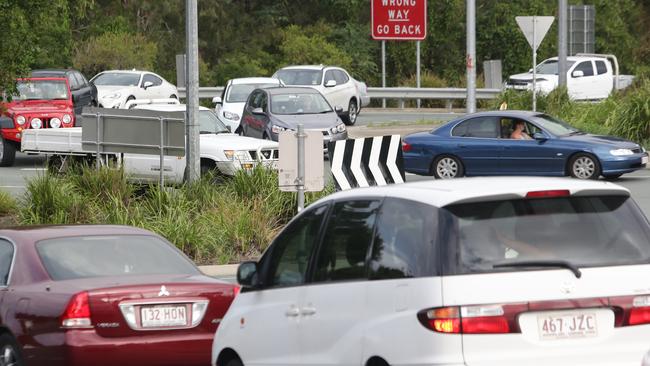 Traffic congestion on the Pacific Motorway around the Foxwell and Abraham Road exit at Coomera. Pic Jono Searle.