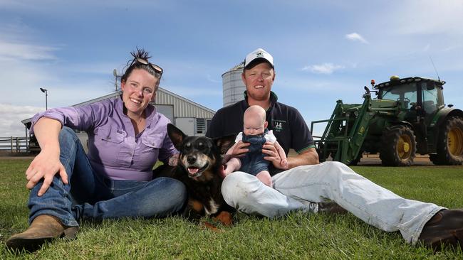 Clint Theodore & Brooke Lane with son Alvie. Picture: Yuri Kouzmin