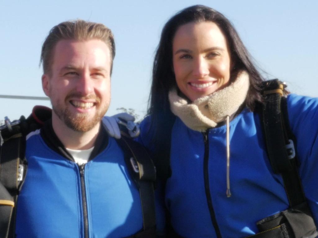 Mr Delosa jumped out of the plane alongside entrepreneur Jess Davis, who co-founded the health brand Mr Potato with her partner Tyson Hoffman and is a member of The Entourage.