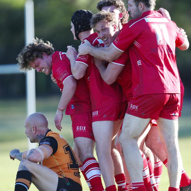 Kincumber celebrate a try. Picture: Sue Graham