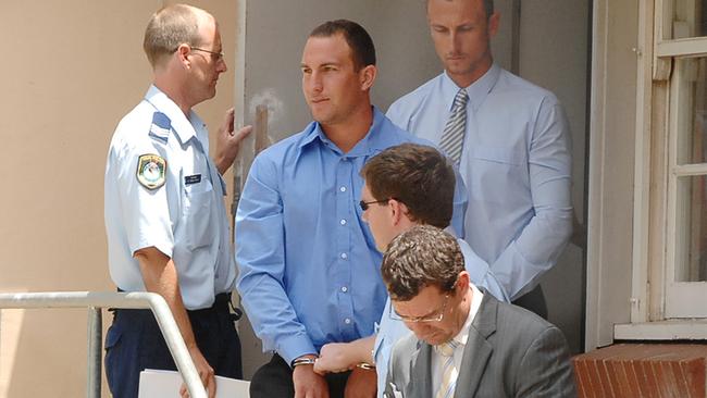 Nathan Baggaley and brother Dru at Casino police station, 2007.