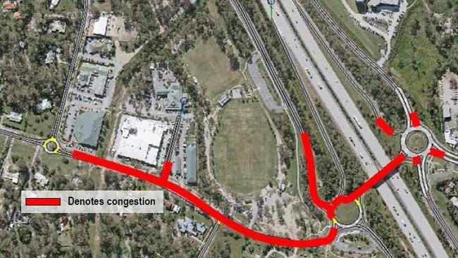 Council mapping on traffic congestion on ramps at the Pacific Motorway.