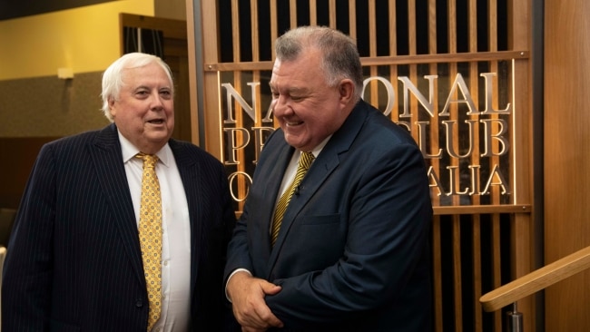 United Australia Party founder Clive Palmer with MP Craig Kelly. Picture: NCA Newswire/ Andrew Taylor