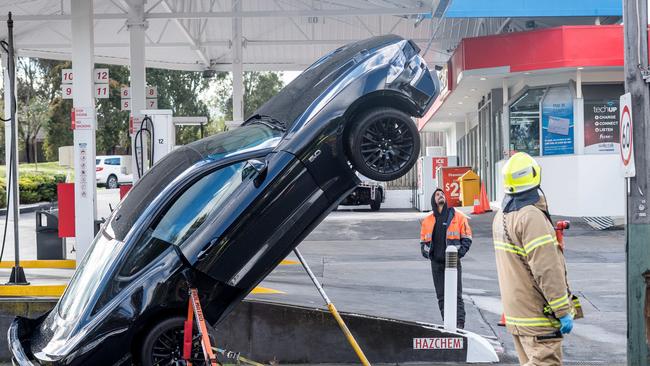 Stunned onlookers can only watch at the unbelievable scene Picture: Jake Nowakowski