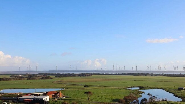 Render showing a future Robbins Island Renewable Energy Park, seen from Montagu, across Robbins Passage. Picture: Robbins Island Wind