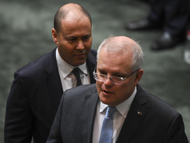 Prime Minister Scott Morrison and Treasurer Josh Frydenberg have the weight of the nation on their shoulders. Picture: AAP