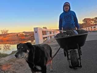 Kenny Parker is missing after going fishing in Brooms Head. Here he is with his dog Digger. Picture: Stephen Otton