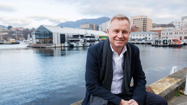 Tasmanian premier Jeremy Rockliff on Hobart’s waterfront this morning. Picture: Peter Mathew