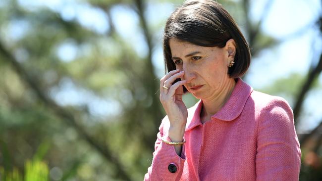 NSW Premier Gladys Berejiklian addresses the media at Parliament House in Sydney today. Picture: NCA NewsWire/Joel Carrett