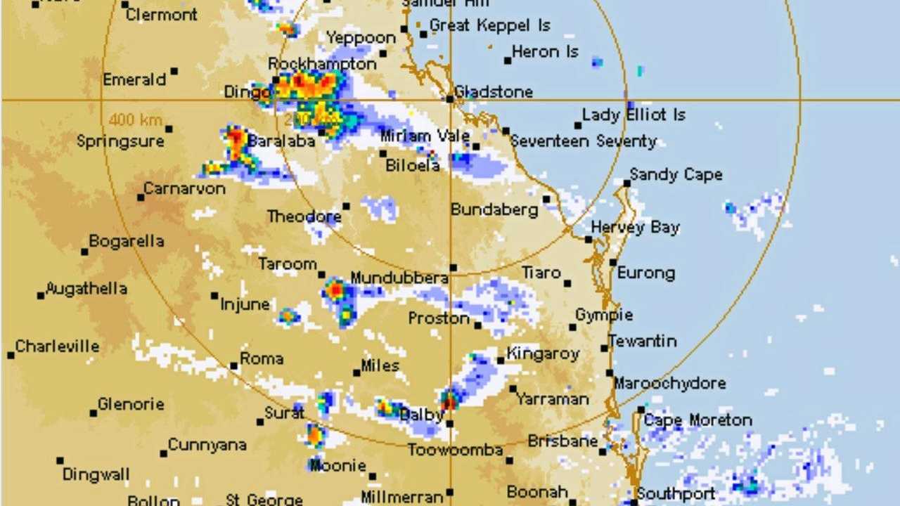 LATEST RADAR: This is the most recent rainfall radar image of Capricornia at 6.10pm. Picture: Bureau of Meteorology