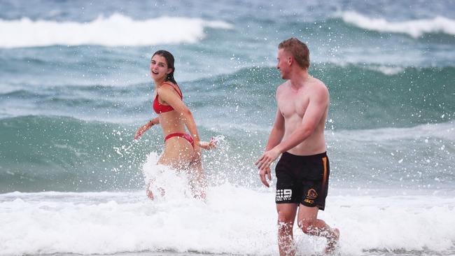 Felicity Parsons from Warwick State High and Nick Carrie from Iona at Surfers Paradise on The Gold Coast. Photograph: Jason O'Brien / Sunday Mail