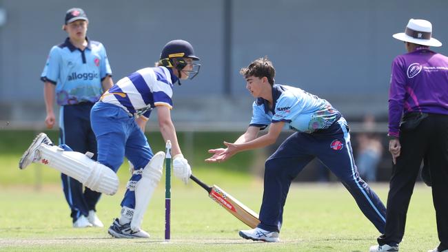 Archie Wicks gets back into his crease. Hamwicks v Newcastle City, SG Moore Cup round three at Kahibah Oval. Picture: Sue Graham