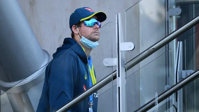 Steve Smith watches the deciding game from the Old Trafford stands.