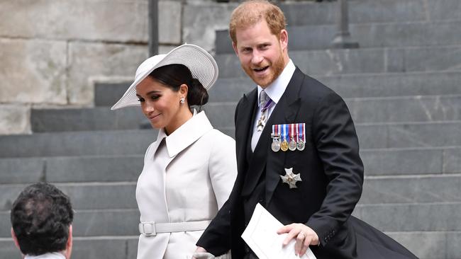 Meghan and Harry attended the National Service of Thanksgiving at St Paul's Cathedral as part of the the Queen’s Platinum Jubilee. Picture: Chris J Ratcliffe/Getty Images