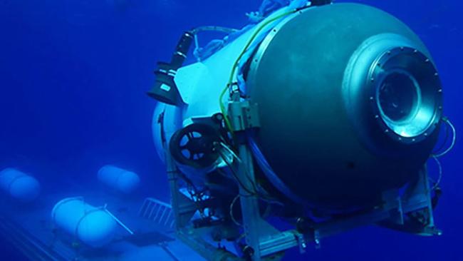 The Titan submersible launches from its underwater platform for a previous expedition. Picture: OceanGate Expeditions / AFP.