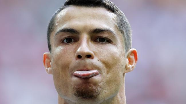 Portugal's Cristiano Ronaldo sporting a goatee in Portgual’s clash with Morocco.