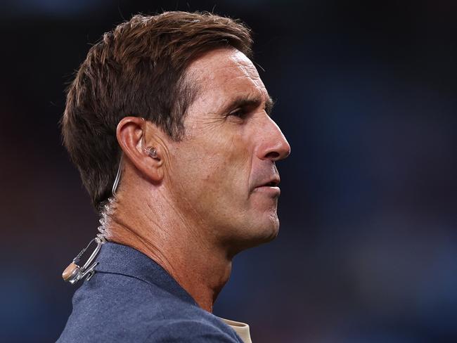 SYDNEY, AUSTRALIA - MARCH 28: Commentator Andrew Johns looks on during the round four NRL match between Sydney Roosters and Penrith Panthers at Allianz Stadium, on March 28, 2024, in Sydney, Australia. (Photo by Cameron Spencer/Getty Images)