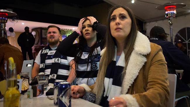 Geelong supporters didn’t see the desired result in the AFL Grand Final. (Photo by Luis Ascui/Getty Image