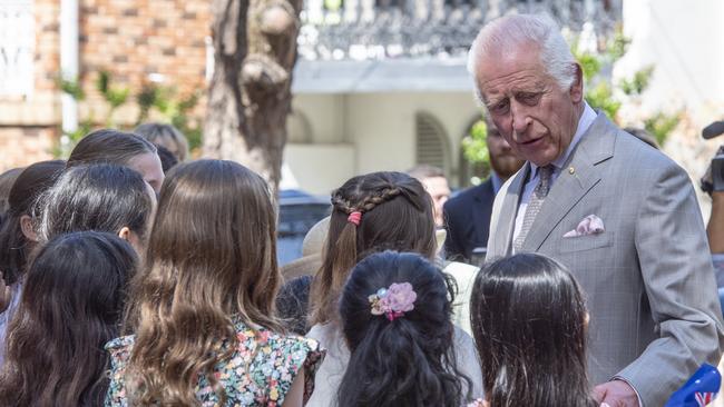 Their Majesties greeted well wishers outside the church. Picture: NewsWire / Monique Harmer