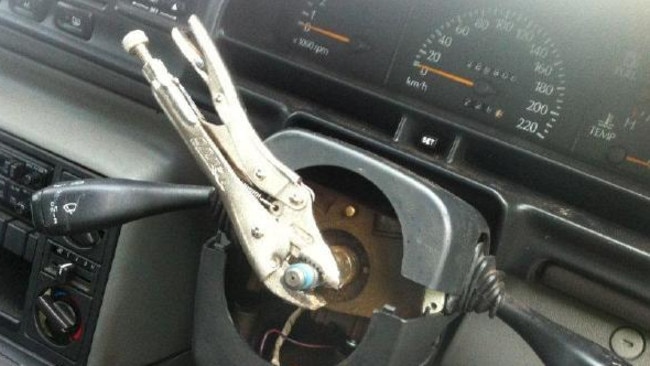 No, that’s not a good idea either — another SA driver tried to get around the absence of a steering wheel using vice grips in 2013.