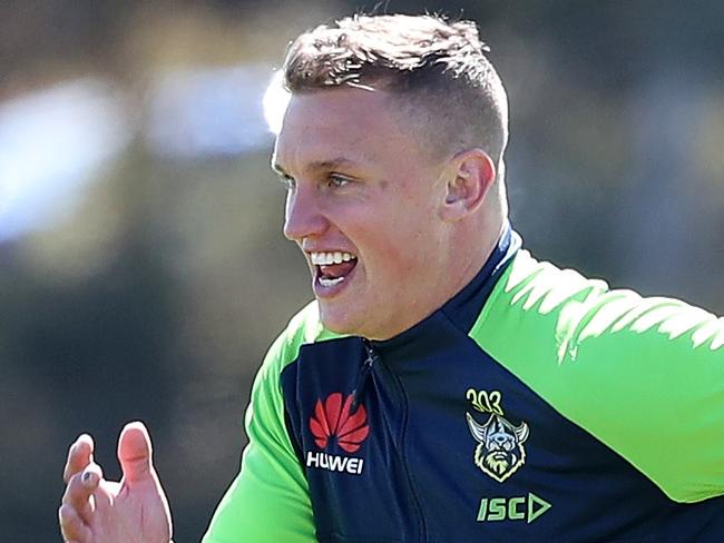 Raiders Jack Wighton and Nick Cotric at Training at Raiders Headquarters in Canberra. Picture Kym Smith