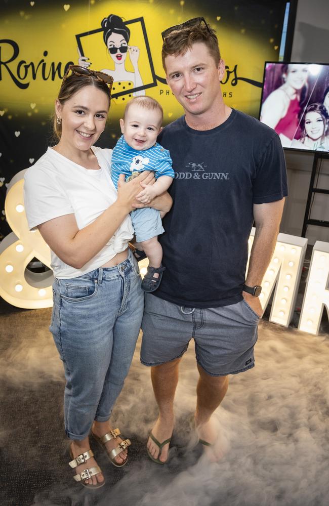 In the smoke from the Roving Studios stall are Libby Jocumsen and Alex Kahler with their son Alfie Kahler at Toowoomba's Wedding Expo hosted by Highfields Cultural Centre, Sunday, January 21, 2024. Picture: Kevin Farmer