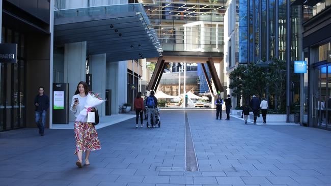 Sydney’s Barangaroo at lunchtime has been quiet during Covid. Picture: Jane Dempster