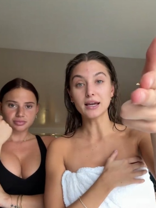 Izzy Armitage, 28, and Hannah Del Sasso, 28, had been staying at the rental property when sheriffs unexpectedly entered t. Picture: Tik Tok