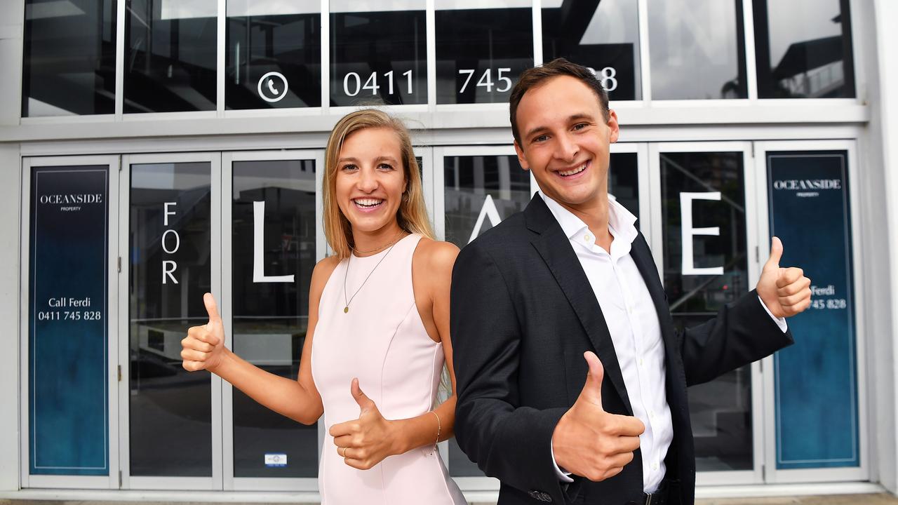 German migrant Ferdi Braeutigam has started a real estate business with his partner Lea Dohm after he struggled to get work. Picture: Patrick Woods.