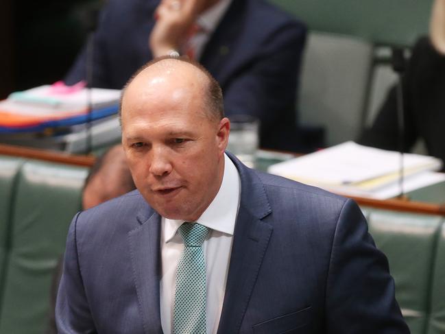 Immigration Minister Peter Dutton in Question Time in the House of Representatives Chamber, at Parliament House in Canberra. Picture Kym Smith