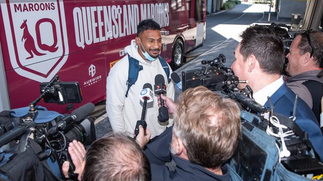 21-06-2021 Queensland State of Origin players arrive at Brisbane Airport ahead of game 2 this weekend. Francis Molo PICTURE: Brad Fleet