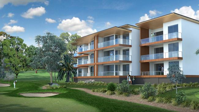 Artist impression of the integrated Living Choice retirement village with the Flagstaff Hill Golf Club.