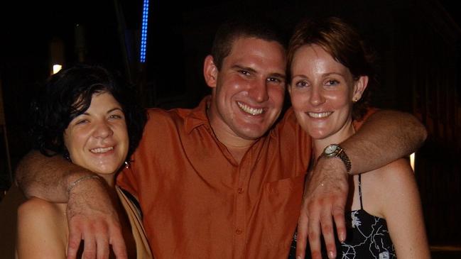 Karen Duffy, Matty Brandon and Nerida Firth on Flinders Street East Pic Bryan Lynch AD356050