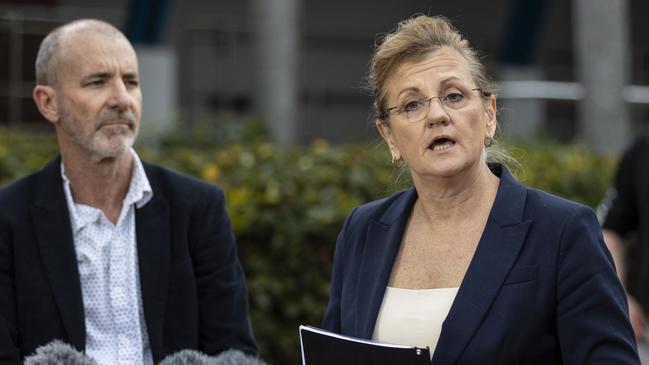 Karen Williams addresses the media after her drink driving charge. Picture: Matthew Poon