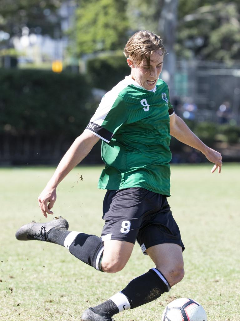 First XI football Brisbane Grammar School vs Brisbane Boys College. BBC #9 H. Emery. August 8, 2020. Picture: Renae Droop